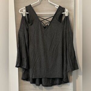 BUNDLE- 5 total- Stylish Dark Gray Blouse with Crisscross Back